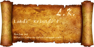 Lakó Kristóf névjegykártya