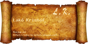 Lakó Kristóf névjegykártya